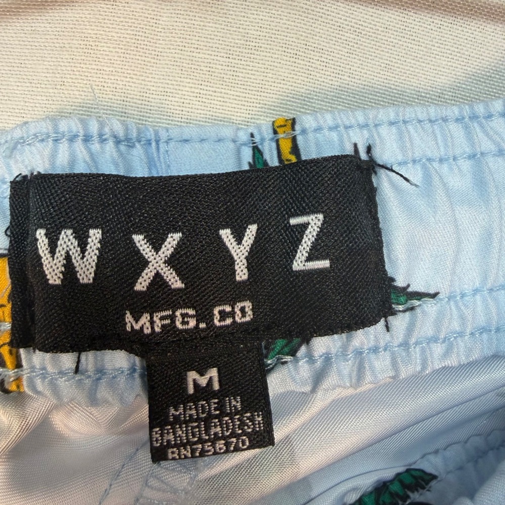 WXYZ Mfg Co Mens Palm Tree Print Swim Trunks Light Blue Size Medium Tropical - Picture 4 of 7